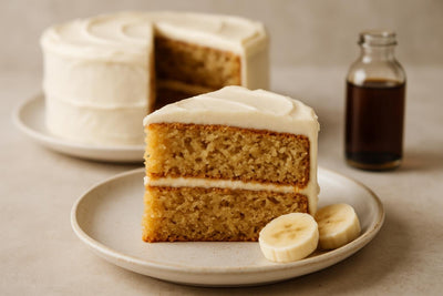 Slice of vanilla banana ginger cake