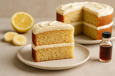Slice of vanilla banana lemon cake