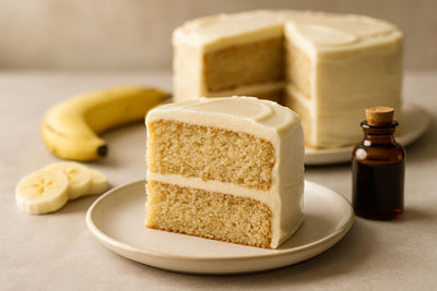 Slice of vanilla banana maple cake