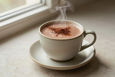 Vanilla Bean Cocoa in a ceramic mug