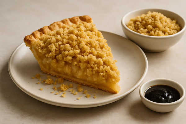 Slice of pie with vanilla bean crumble