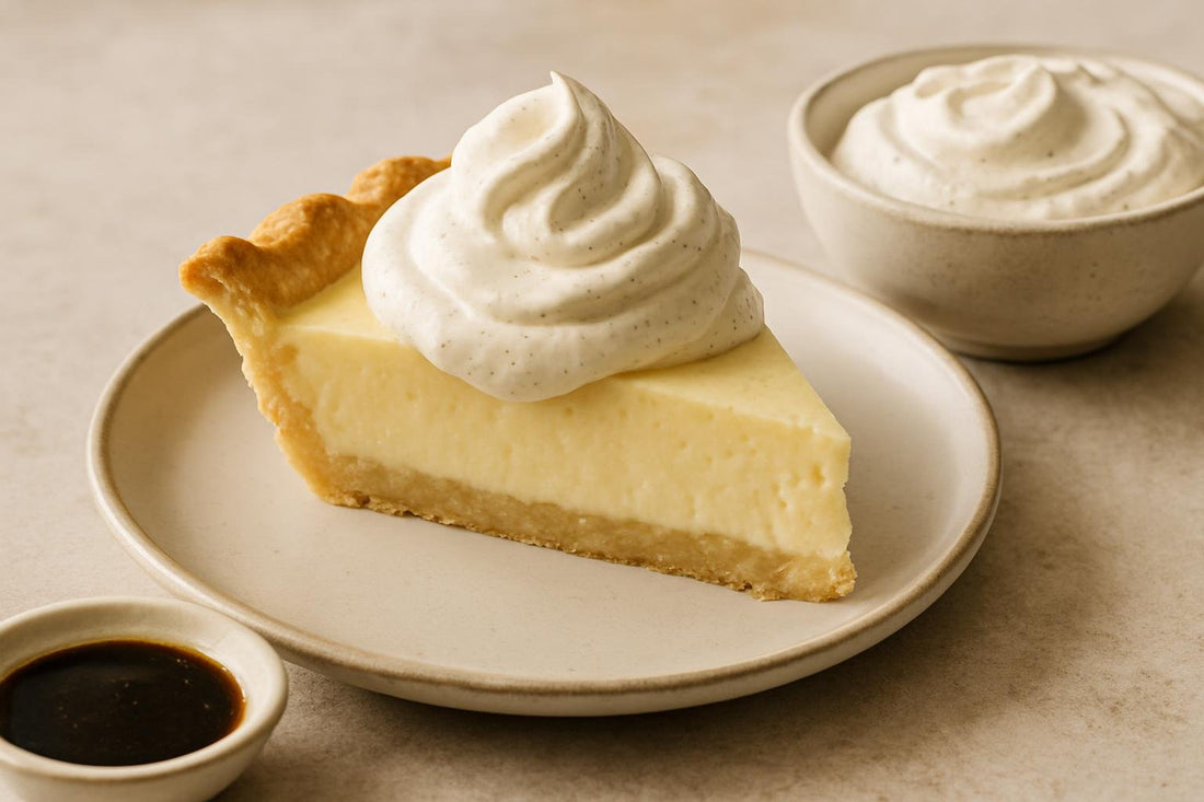 Slice of pie with vanilla bean whipped cream