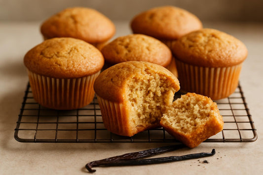 Vanilla Brown Sugar Maple Muffins on a cooling rack