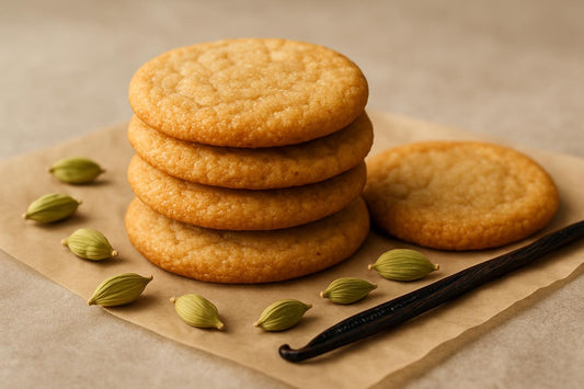 Stack of vanilla cardamom brown sugar cookies