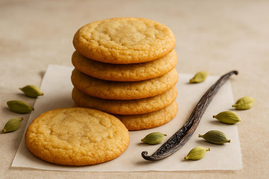 Stack of vanilla cardamom ginger cookies
