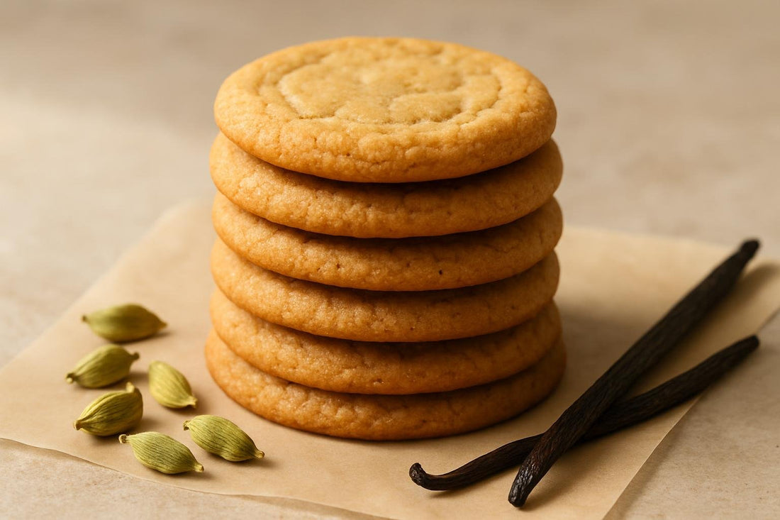 Stack of vanilla cardamom maple cookies