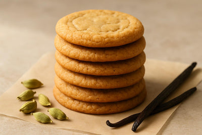 Stack of vanilla cardamom maple cookies