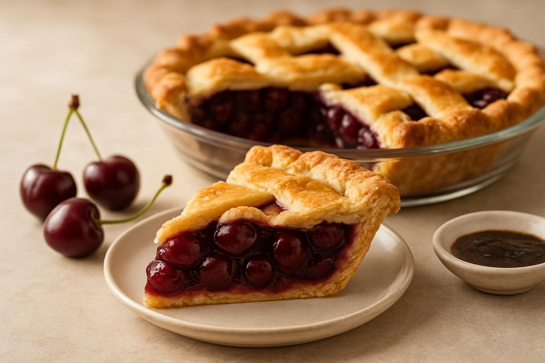 Slice of vanilla cherry pie