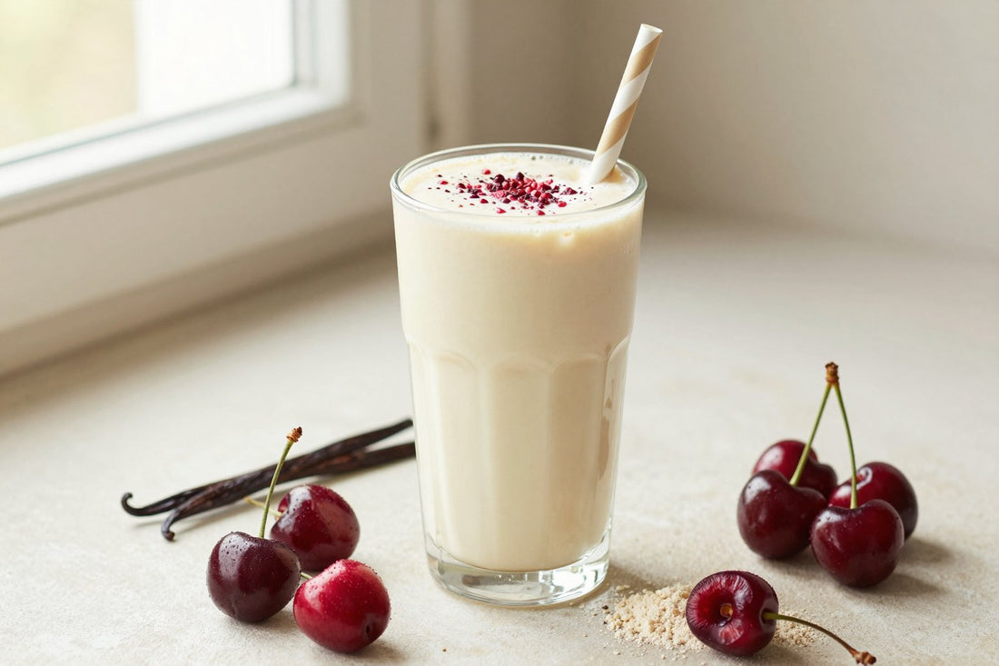 Vanilla Cherry Protein Smoothie in a glass