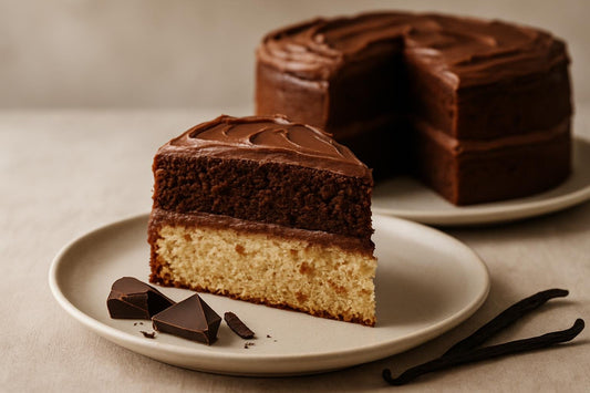 Slice of vanilla chocolate ginger cake