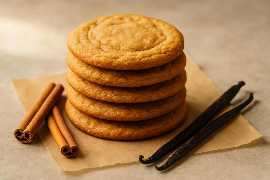 Stack of vanilla cinnamon brown sugar cookies