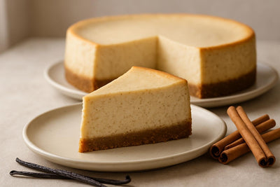Slice of vanilla cinnamon cheesecake