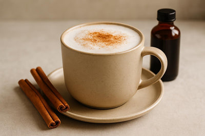 Vanilla Cinnamon Latte in a ceramic mug