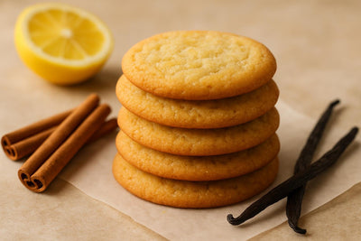 Stack of vanilla cinnamon lemon cookies