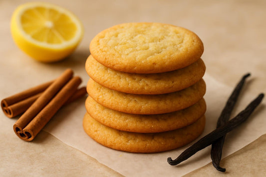 Stack of vanilla cinnamon lemon cookies