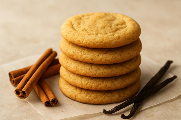 Stack of vanilla cinnamon maple cookies