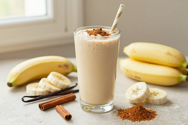 Vanilla Cinnamon Protein Smoothie in a glass