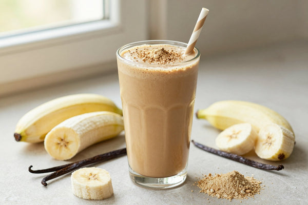 Vanilla Coffee Protein Smoothie in a glass