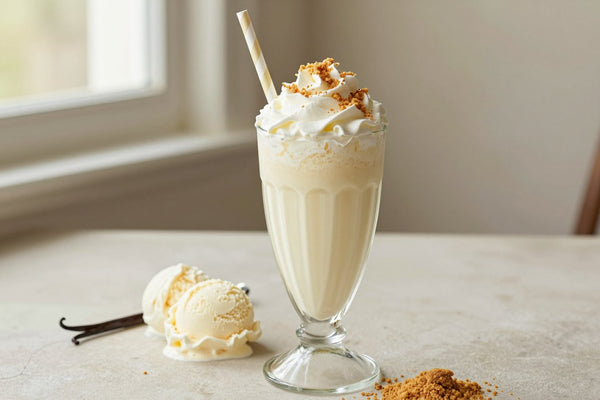 Vanilla Cream Pie Milkshake in a glass