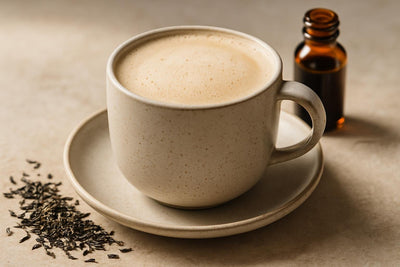 Vanilla Earl Grey London Fog in a ceramic mug
