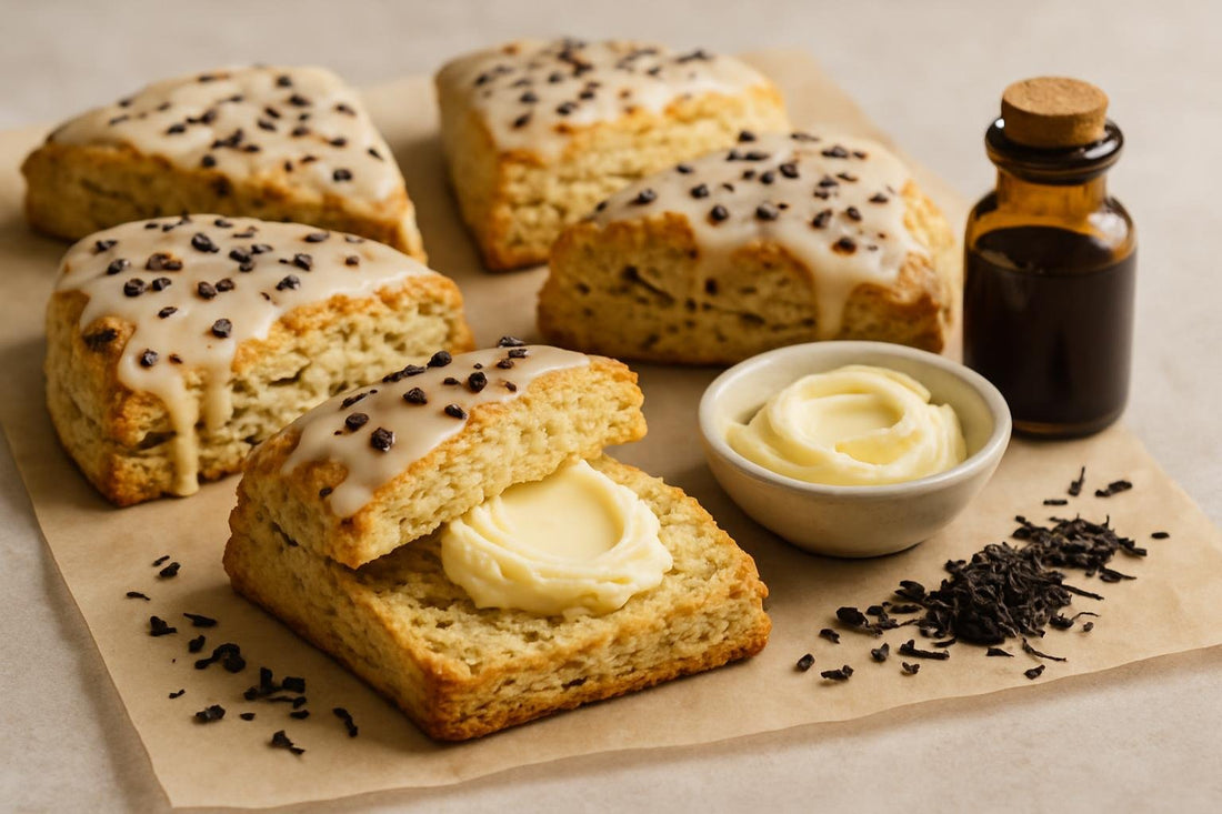 Vanilla Earl Grey Scones on parchment