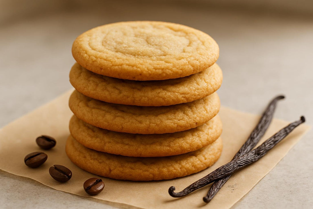 Stack of vanilla espresso brown sugar cookies