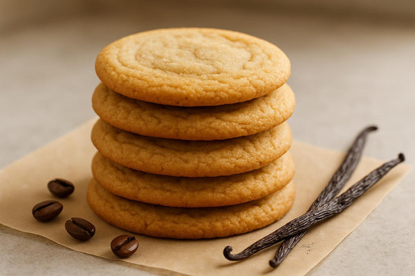 Stack of vanilla espresso brown sugar cookies