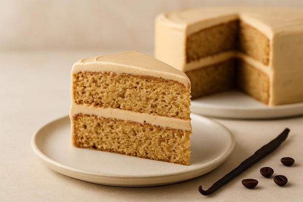 Slice of vanilla espresso ginger cake