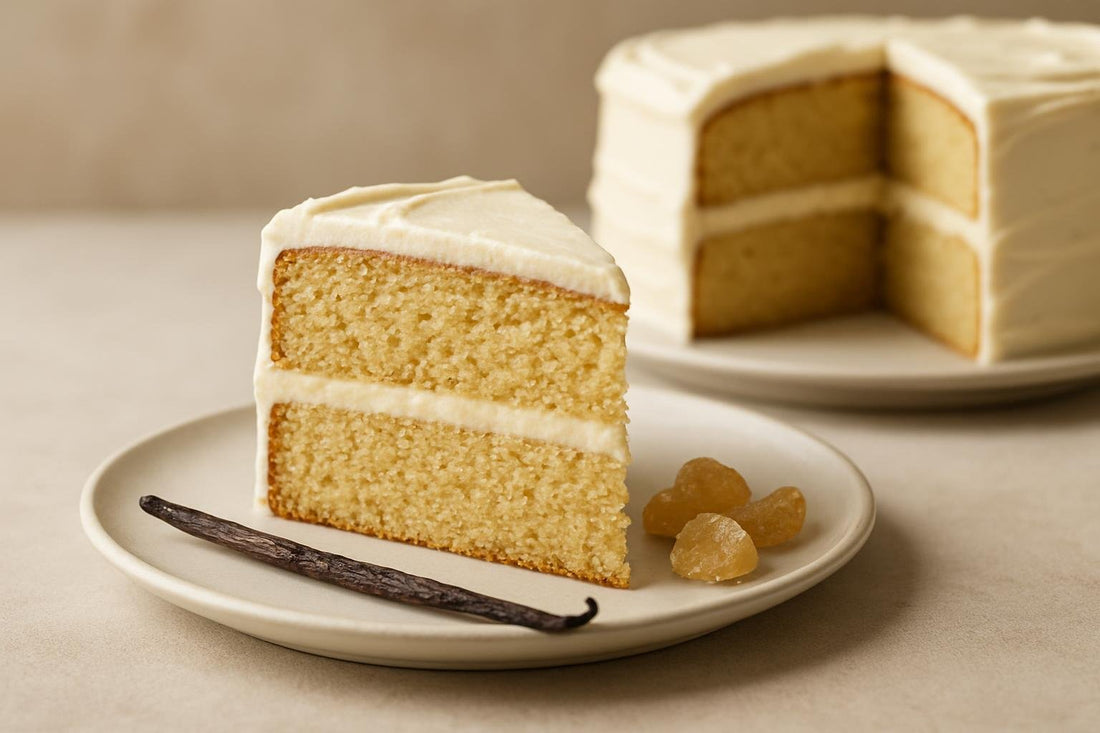 Slice of vanilla ginger cake