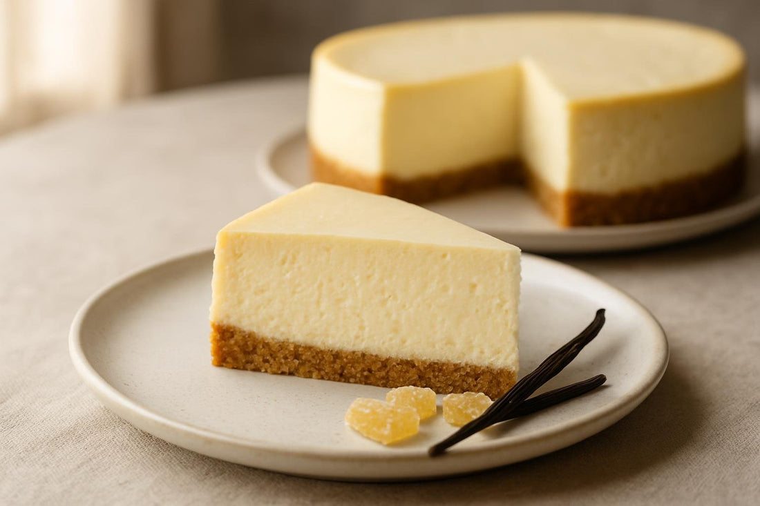 Slice of vanilla ginger cheesecake