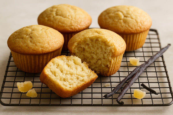 Vanilla Ginger Muffins on a cooling rack