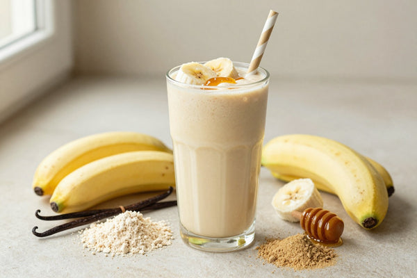 Vanilla Honey Protein Smoothie in a glass