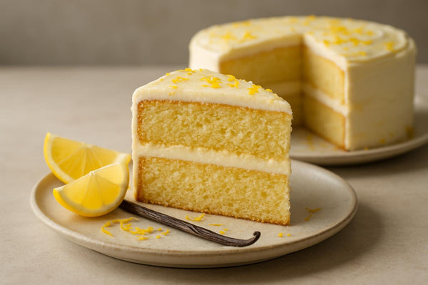 Slice of vanilla lemon cake