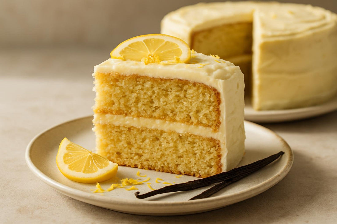 Slice of vanilla lemon ginger cake