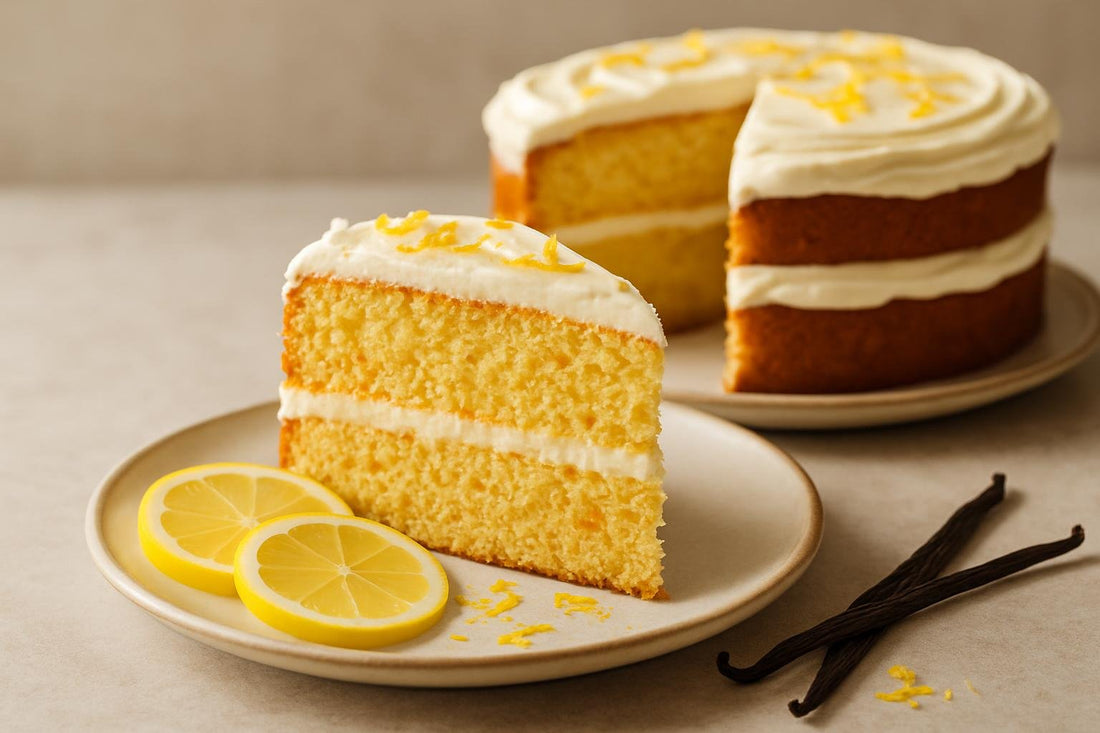 Slice of vanilla lemon orange cake
