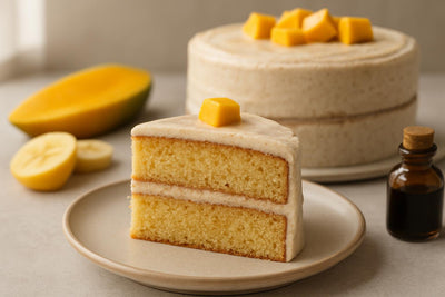Slice of vanilla mango cinnamon cake