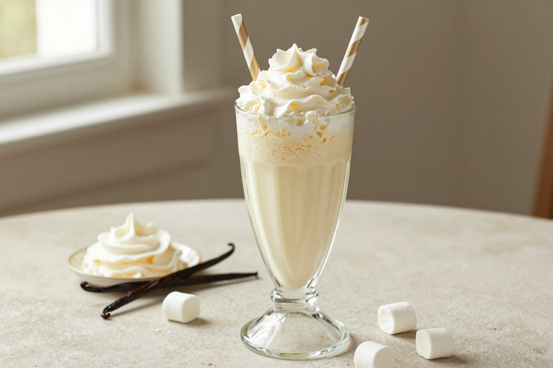 Vanilla Marshmallow Milkshake in a glass