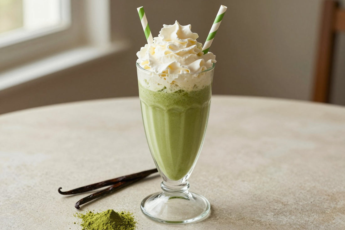 Vanilla Matcha Milkshake in a glass
