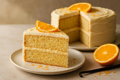 Slice of vanilla orange cake
