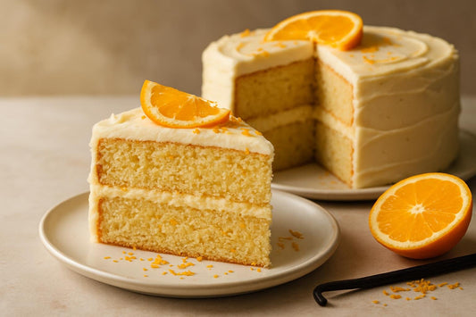 Slice of vanilla orange cake