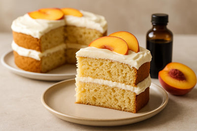 Slice of vanilla peach ginger cake