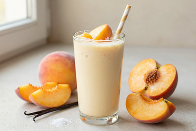 Vanilla Peach Protein Smoothie in a glass