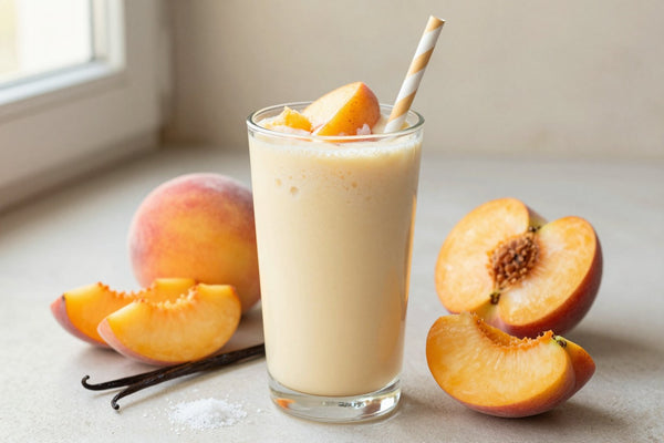 Vanilla Peach Protein Smoothie in a glass