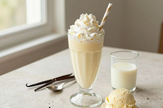 Vanilla Pudding Milkshake in a glass
