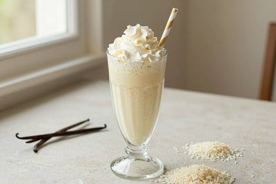 Vanilla Rice Pudding Milkshake in a glass