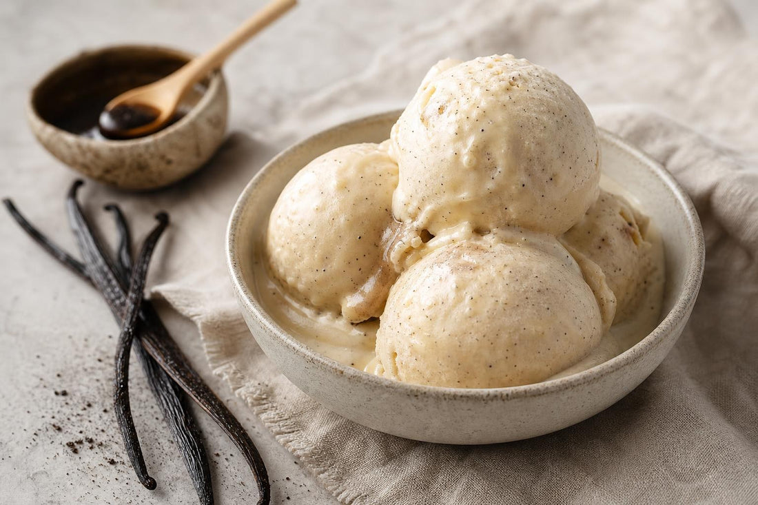 Vegan brown butter vanilla ice cream