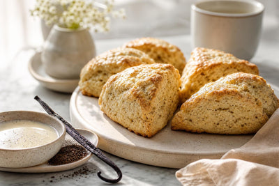 Vegan cardamom vanilla scones made with Tahitian vanilla