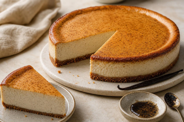 Vegan cardamom vanilla cheesecake