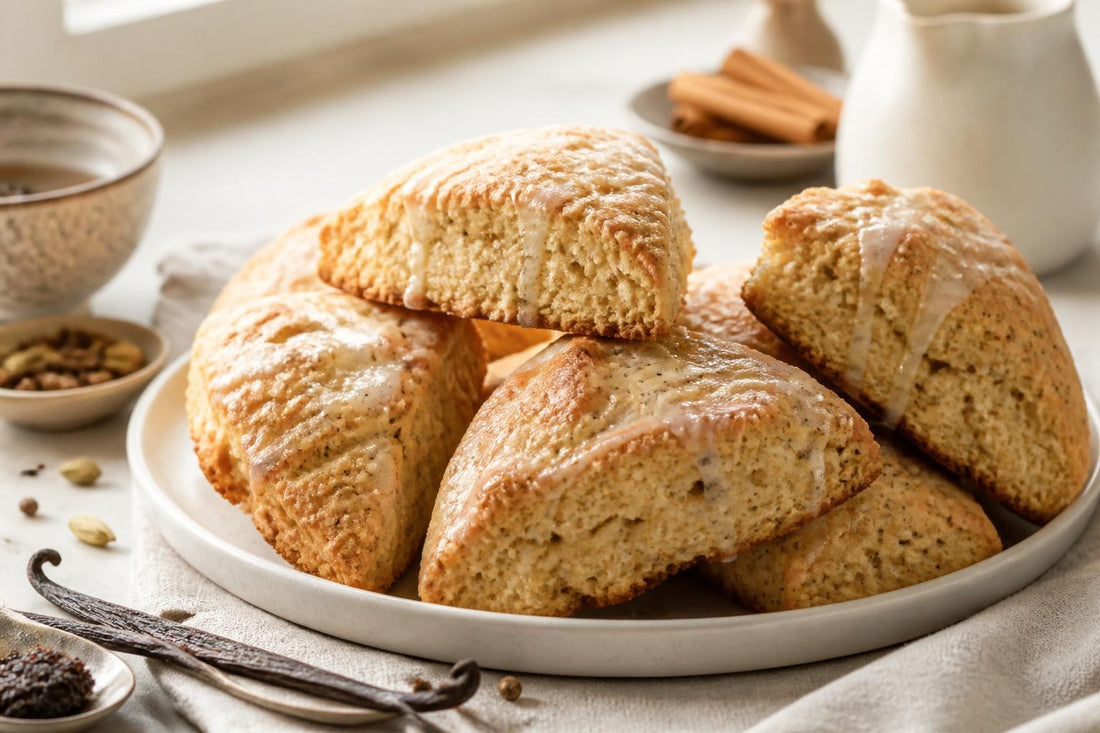 Vegan chai vanilla scones made with Madagascar vanilla