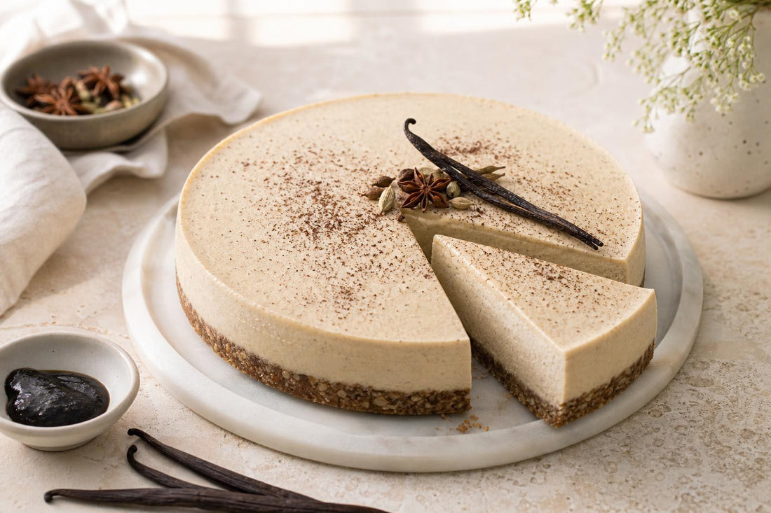 Vegan chai vanilla cheesecake